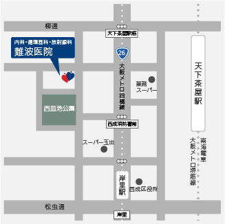 内科・循環器科・放射線科　難波医院周辺マップ